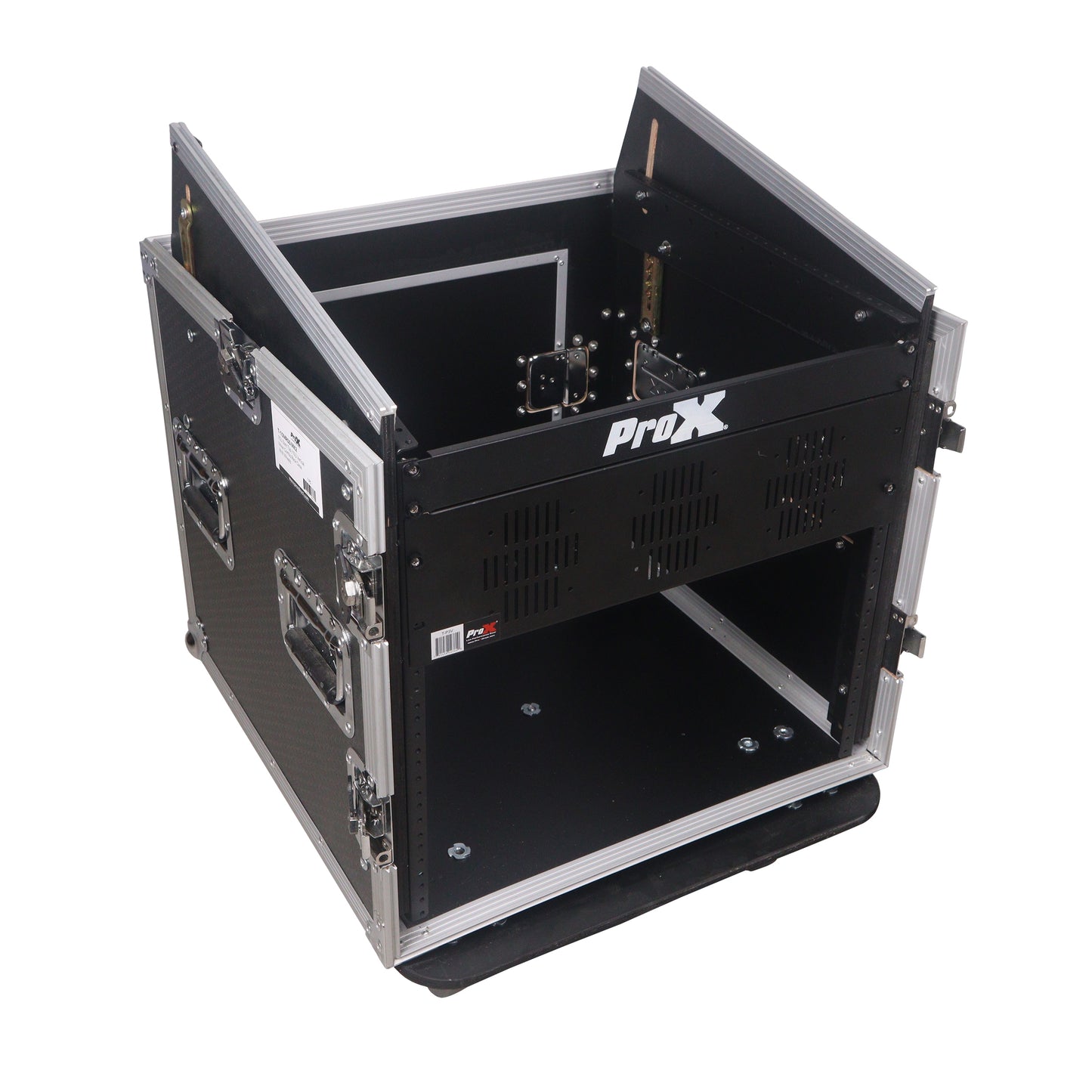 ProX 10U Vertical Rack Mount Flight Case with 10U Top for Mixer Combo Amp Rack with Caster Wheels