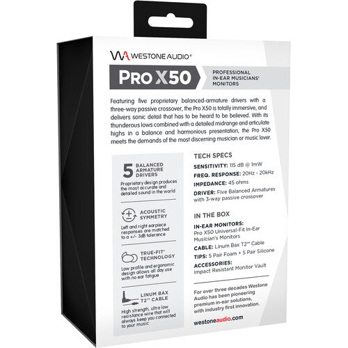 Westone Pro X50 Universal-Fit Professional 5-Way In-Ear Musician's Monitors