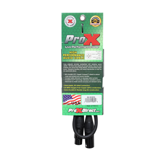 ProX XC-MIC03 3' XLR-F to XLR-M Balanced High Performance Microphone Cable